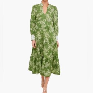 NWT Tuckernuck Provence Toile Bristol Dress in Green and White